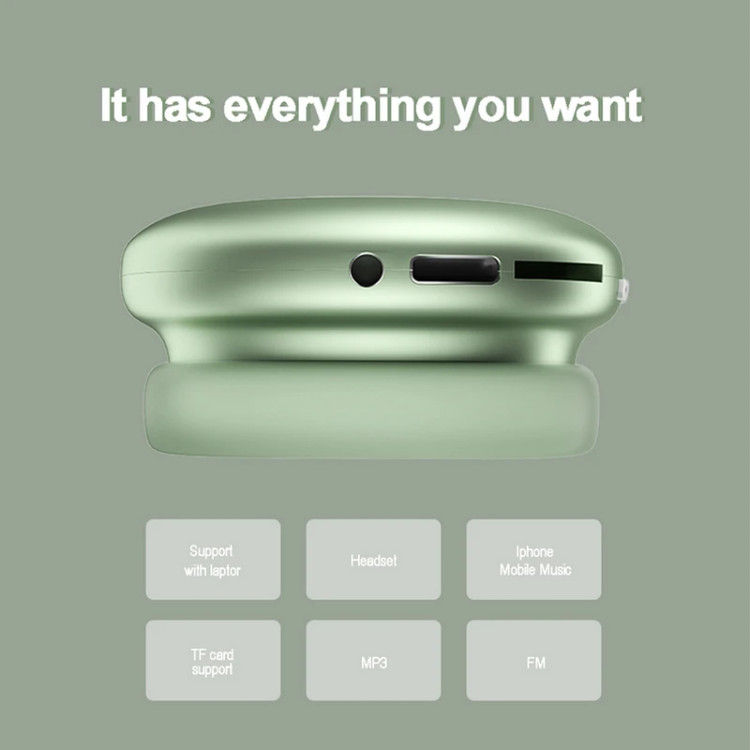 هدفون بلوتوثی مدل Airpods Max P9 بدون نویز کنسلینگ، درگاه شارژ USB Type-C، دارای میکروفون با کیفیت 105 دسیبل، مقاوم در برابر رطوبت و عرق