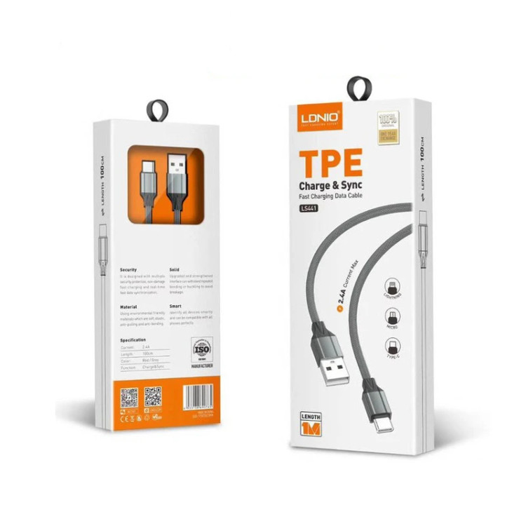 کابل تبدیل USB به USB-C الدینیو مدل LS441 01me طول 1 متر